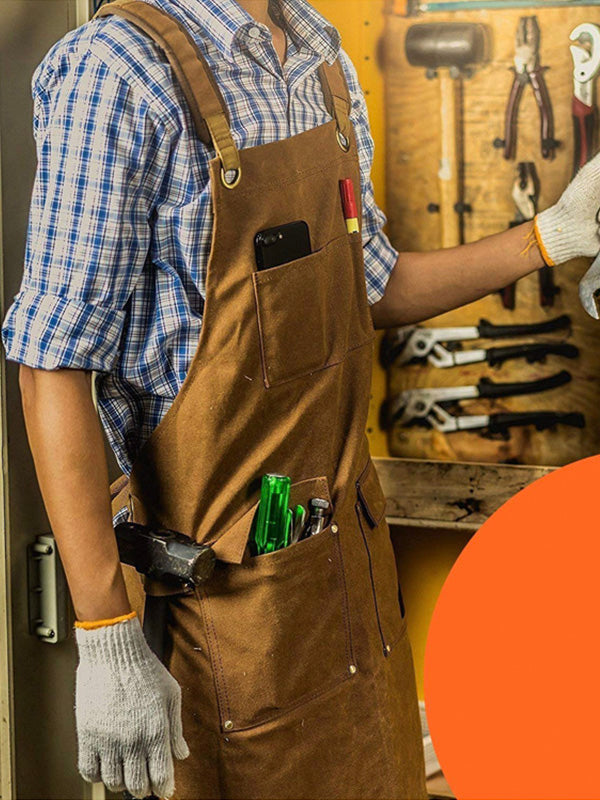 Durable Work Apron Made from Waxed Canvas