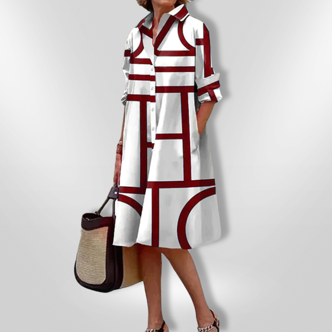 Helena | Midi Dress with Geometric Pattern