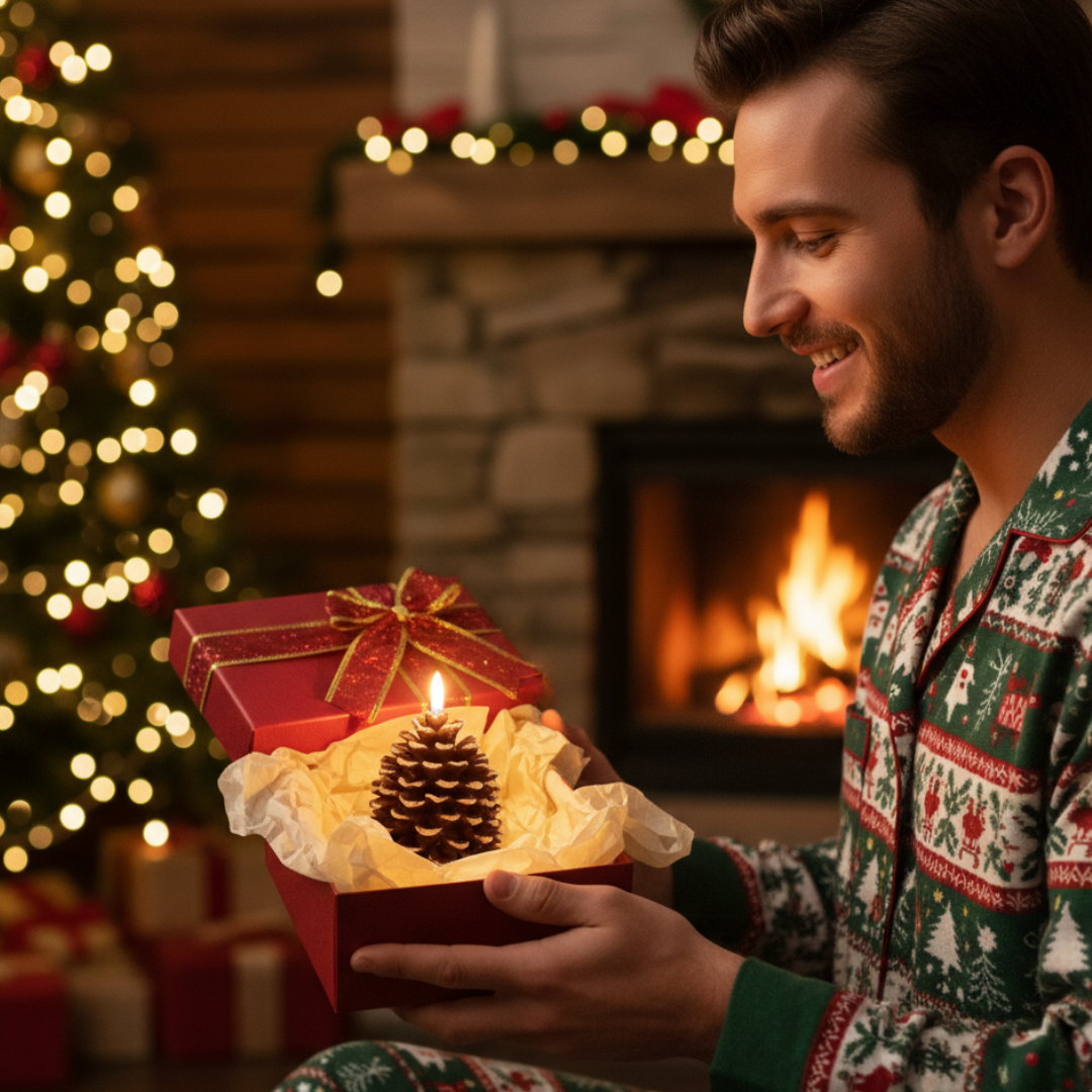 Lunapine – Flameless Pinecone Candle with Gentle Glow