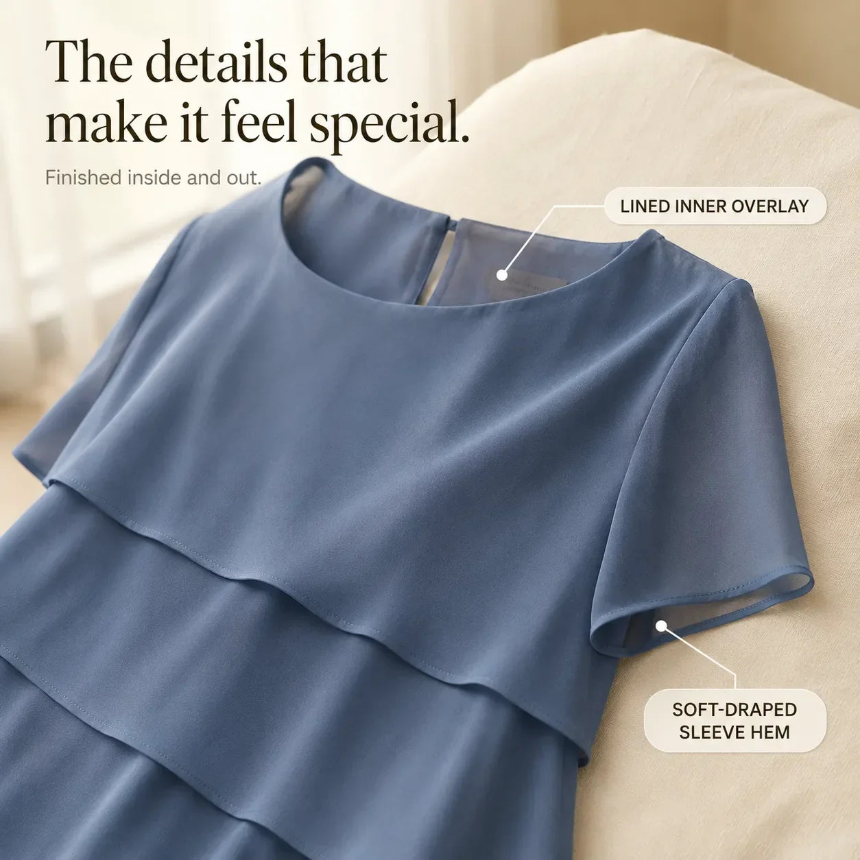 Florenza – Tiered Chiffon-like Midi Dress for Weddings and Events