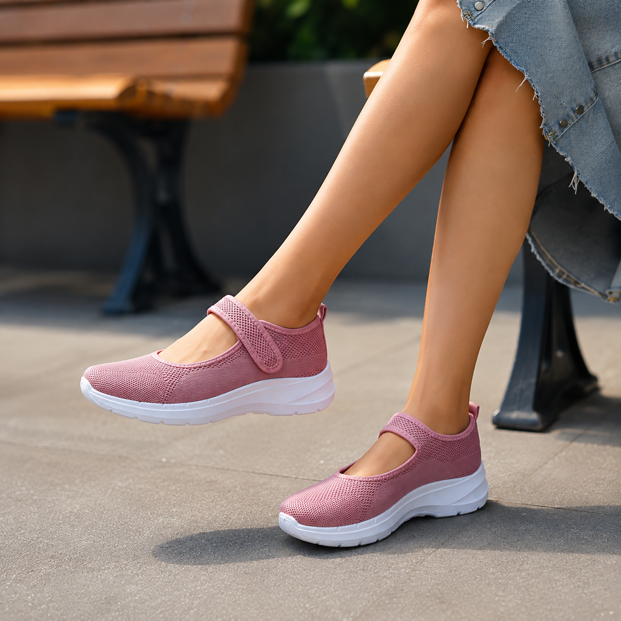 Elevana – Breathable Mesh Adjustable-Strap Platform Sneaker