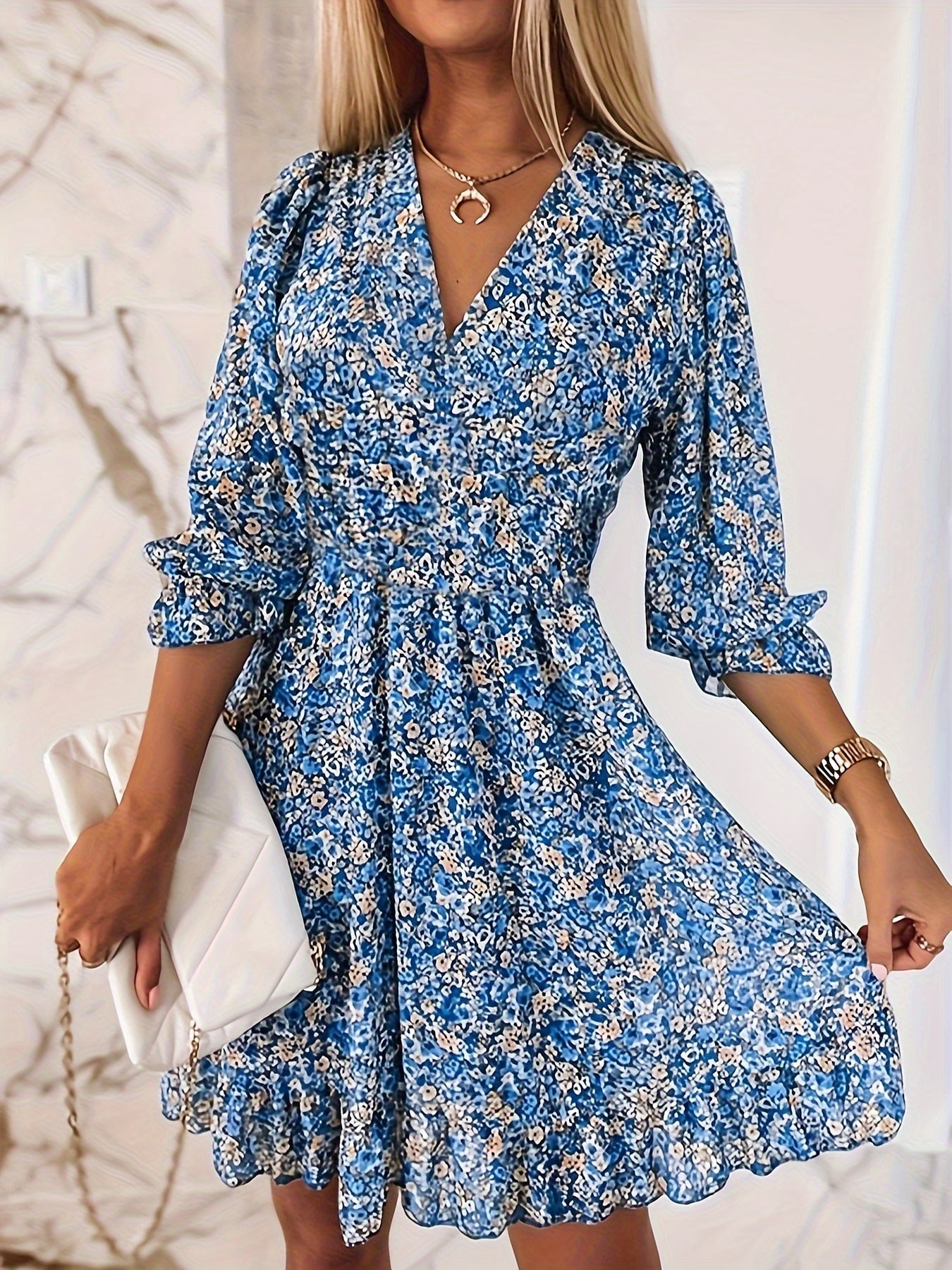 Evie | Elegant Floral Ruffle Mini Dress