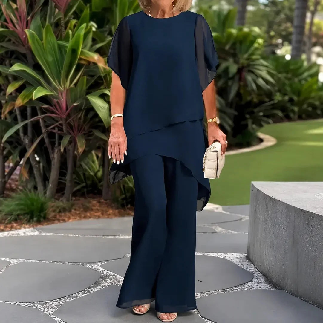 Florenza – Double-Layer Top and Wide Leg Pants Set for Women