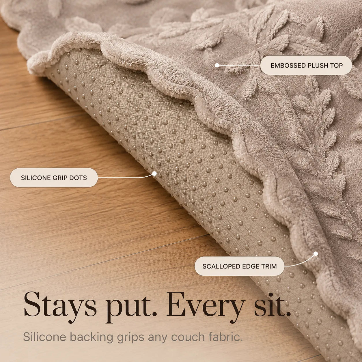 Hovela – Plush Non-Slip Couch Cover with Botanical Texture