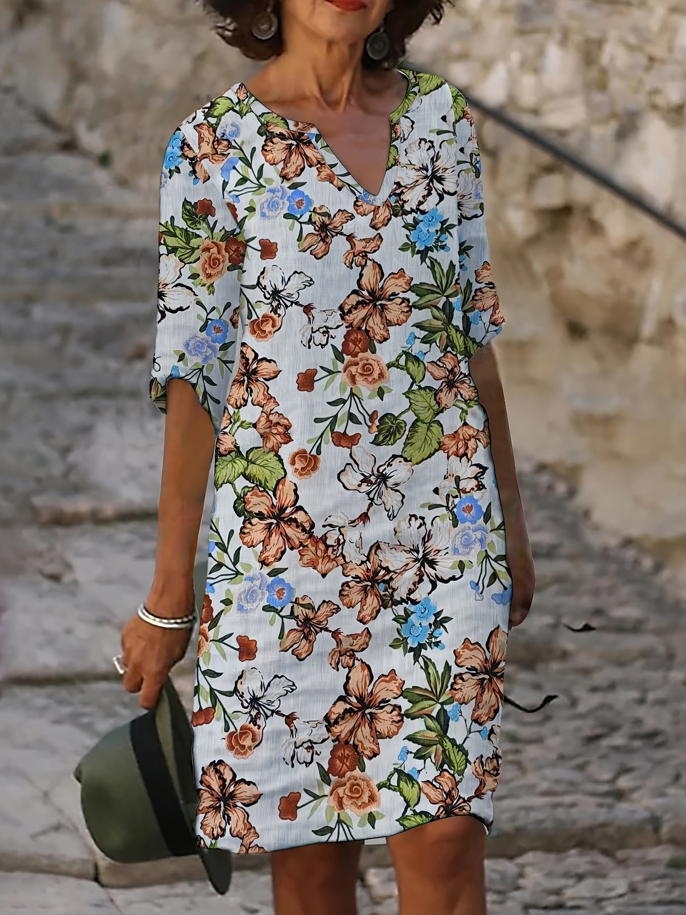CAROLINE | Easy V-Neck Midi Dress