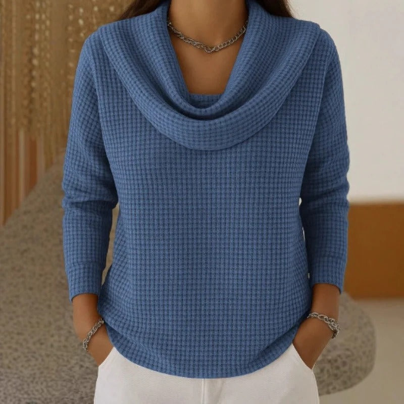Dmber™ | Warm Waffle-Knit Sweater with an Elegant Cowl Neck