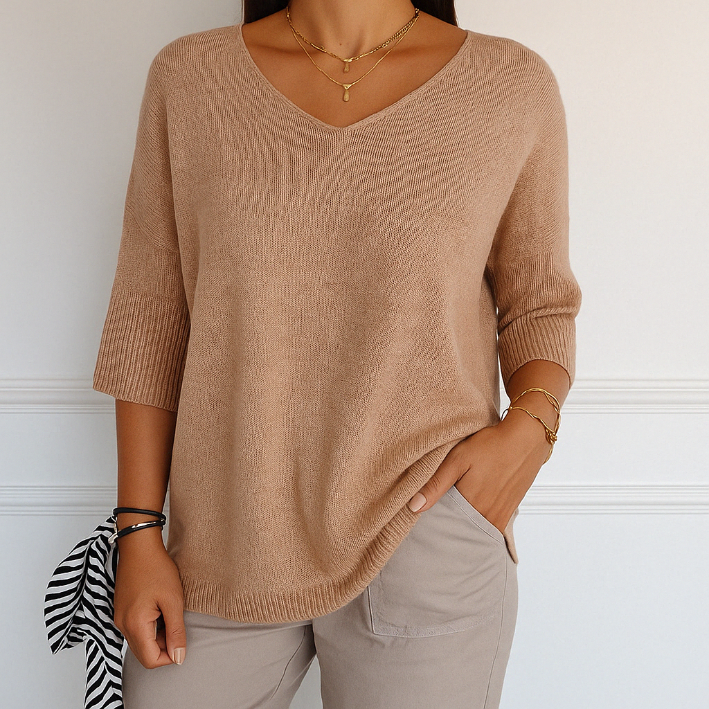 Clara | Women V Neck Short Sleeve Sweater