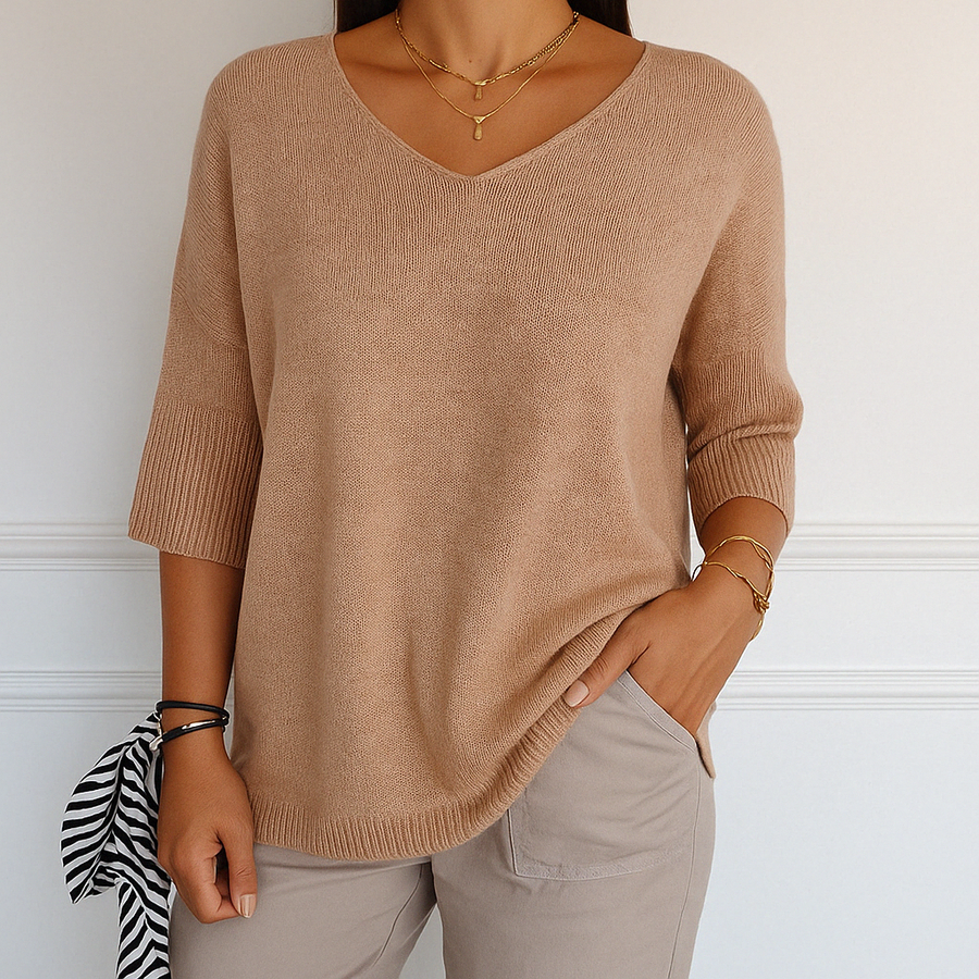 Clara | Women V Neck Short Sleeve Sweater