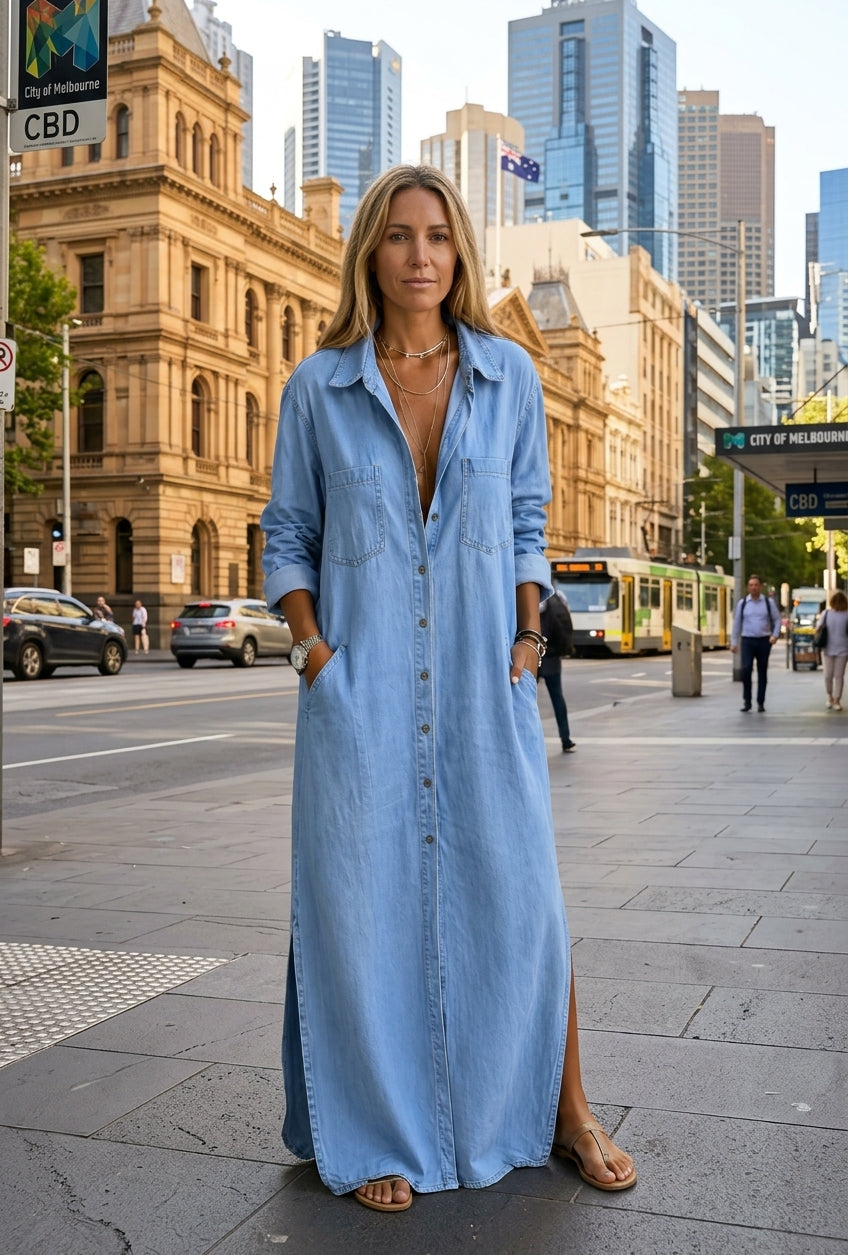 Brialisse - Fluid Maxi Shirt Dress