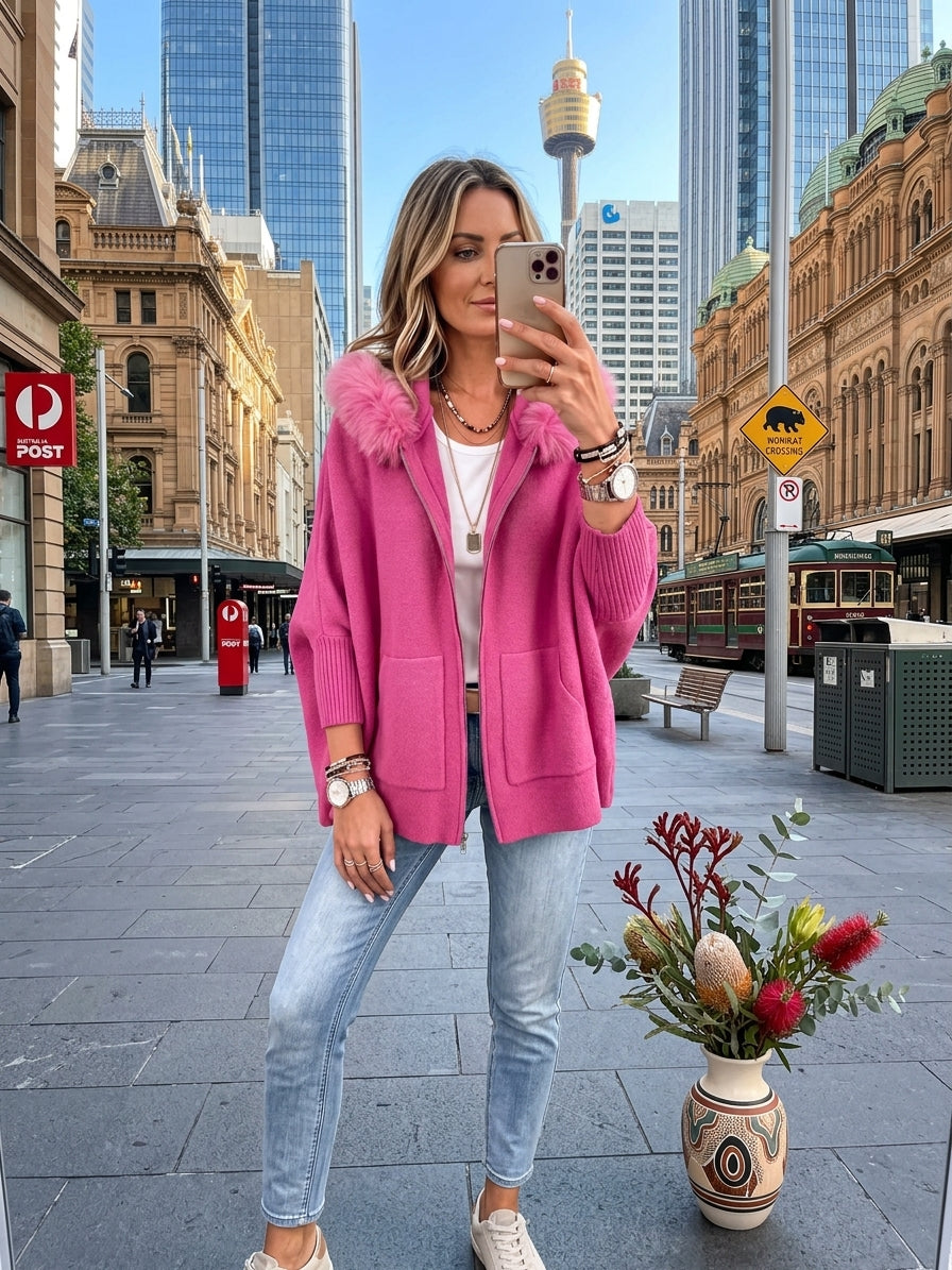Veronelle - Soft-Touch Hooded Zip-Up Cardigan