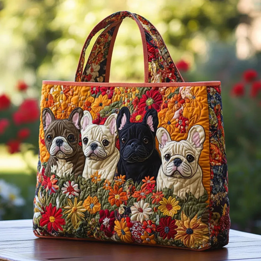 Frenchie Garden | Handmade Quilted Tote