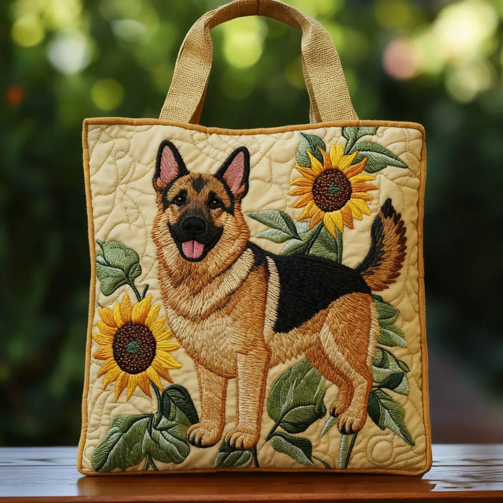 Artisanal Floral Tote Bag German Shepherd