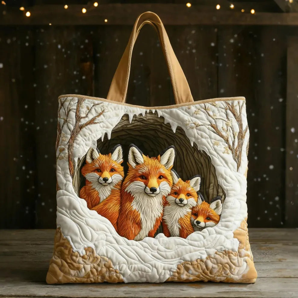 Cozy Fox Family | Handmade Quilted Tote