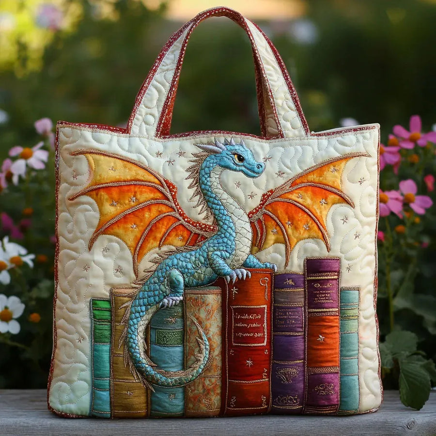Quilted Bag - Emerald Dragon Book Guardian