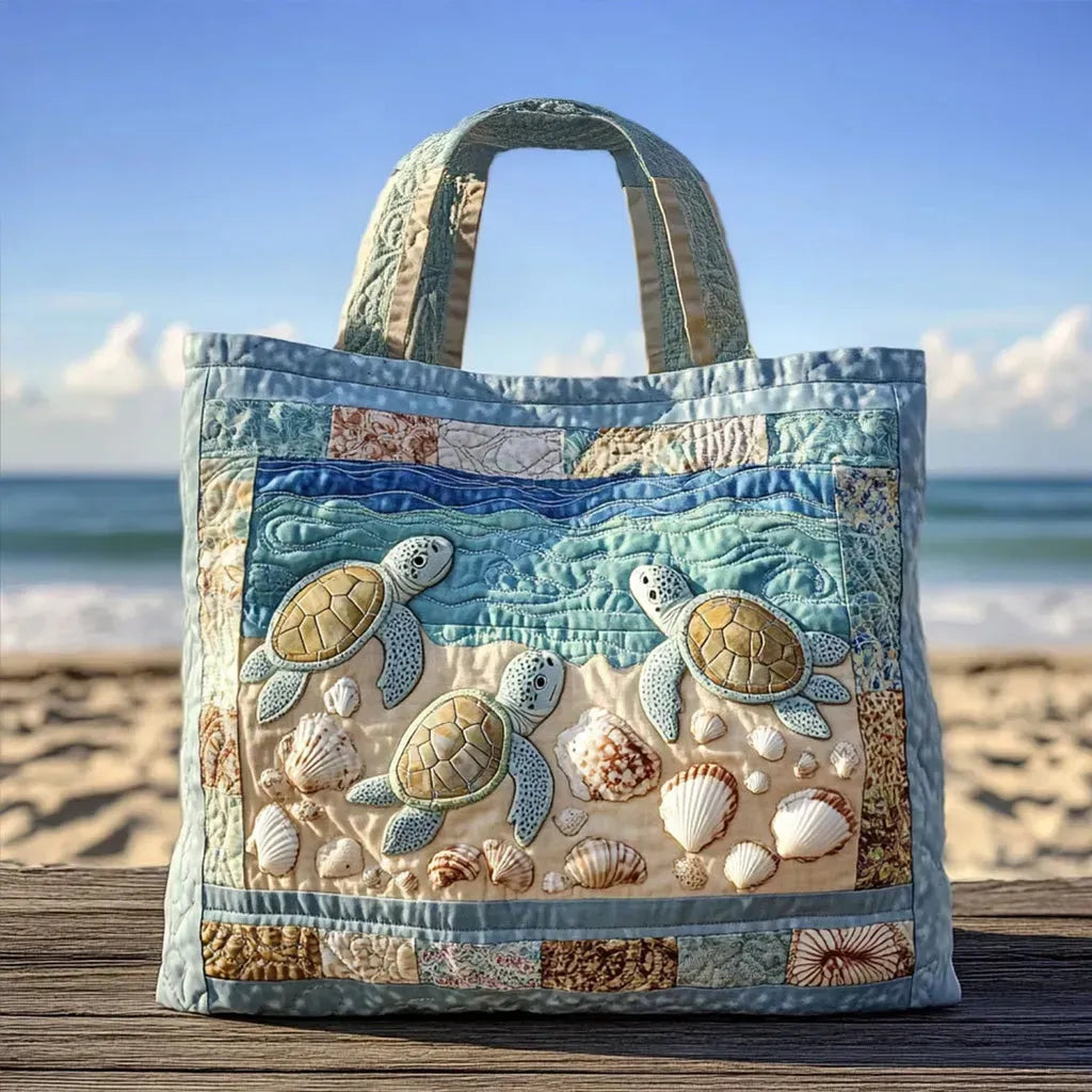 Artisanal Padded Tote Bag Turtle