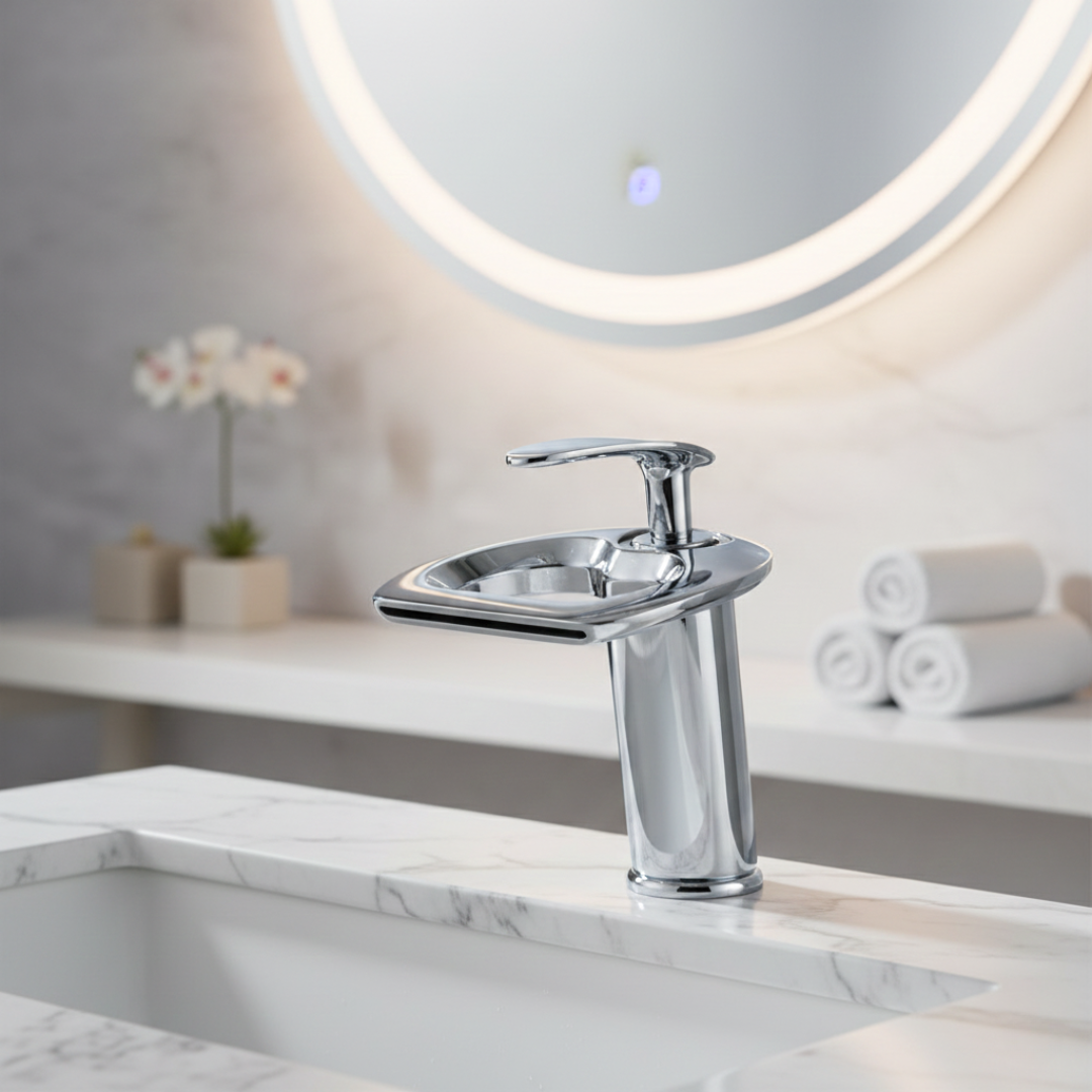 Copperflow – Waterfall Bathroom Faucet, Single Hole