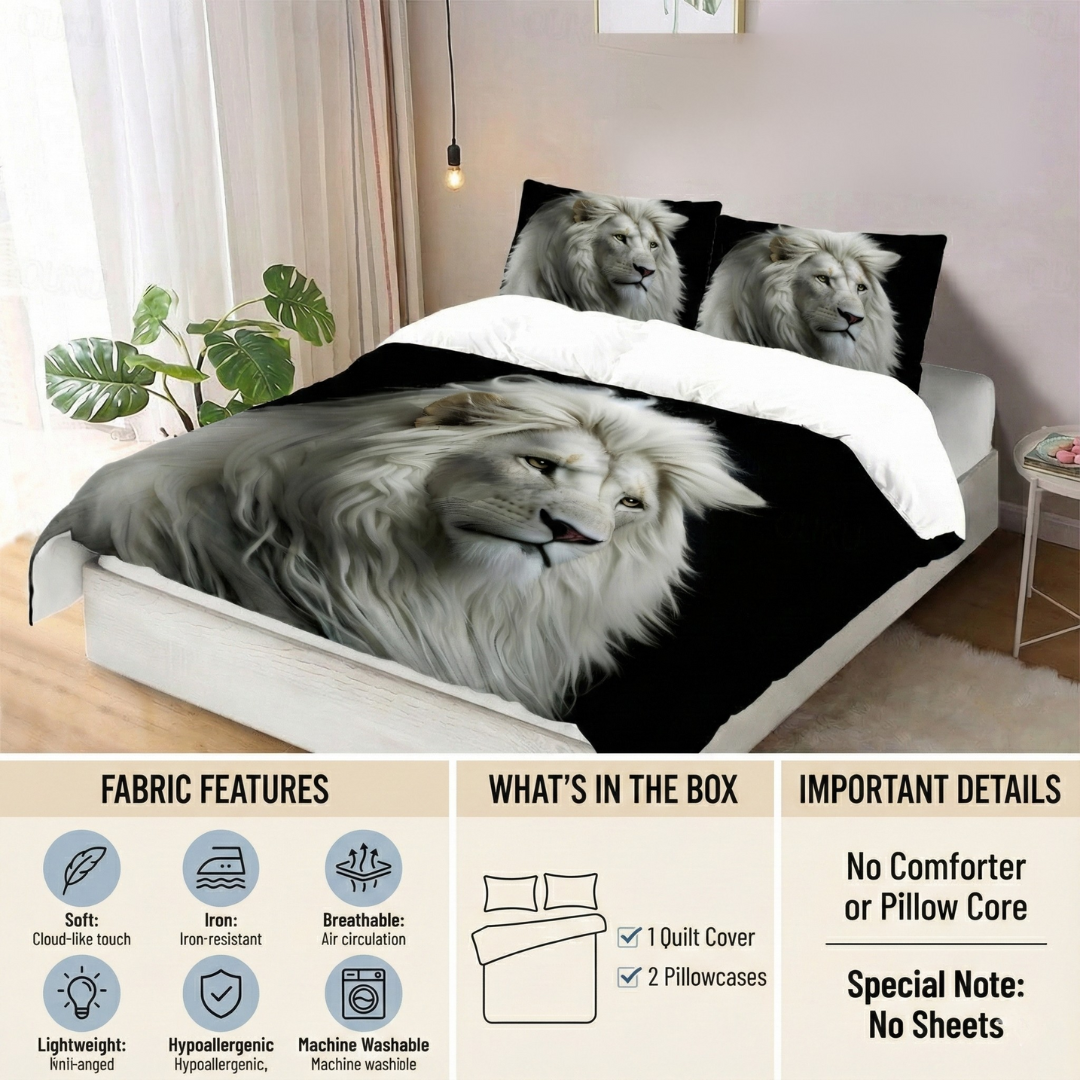 Dreamvera – Safari Lion Bedding Set, Duvet Cover & Pillowcases