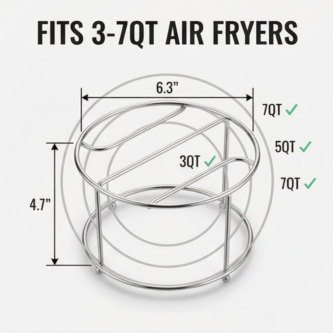 CrispHang Air Fryer Kebab Rack with 24 Hanging Skewers