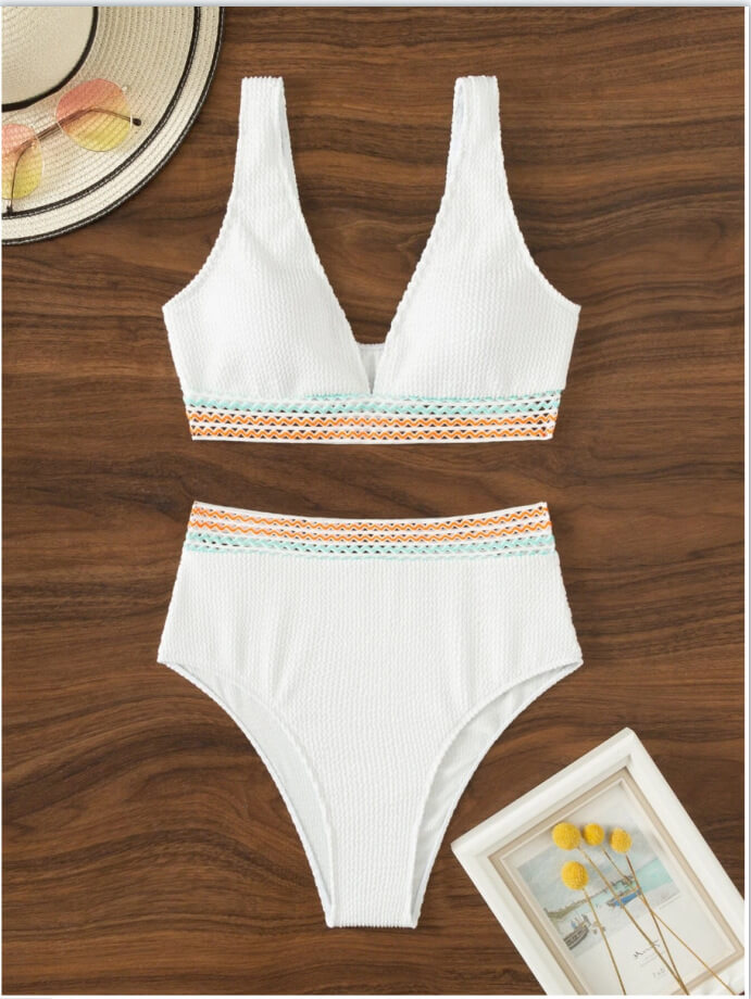 Karol® | White high-waisted crochet bikini