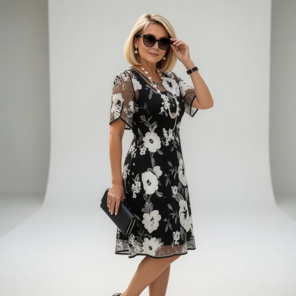 Midi Floral Chiffon Dress — Natural and Refined Elegance