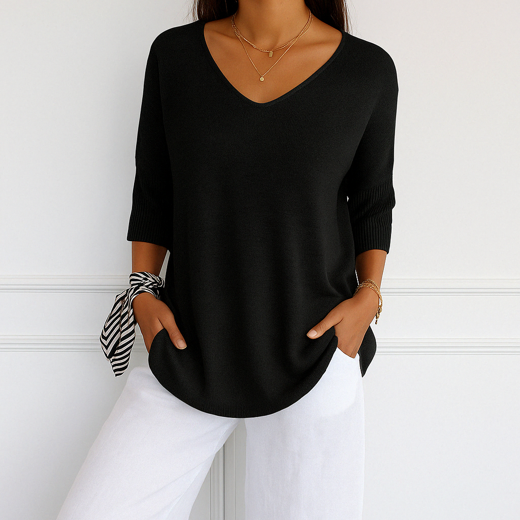 Clara | Women V Neck Short Sleeve Sweater