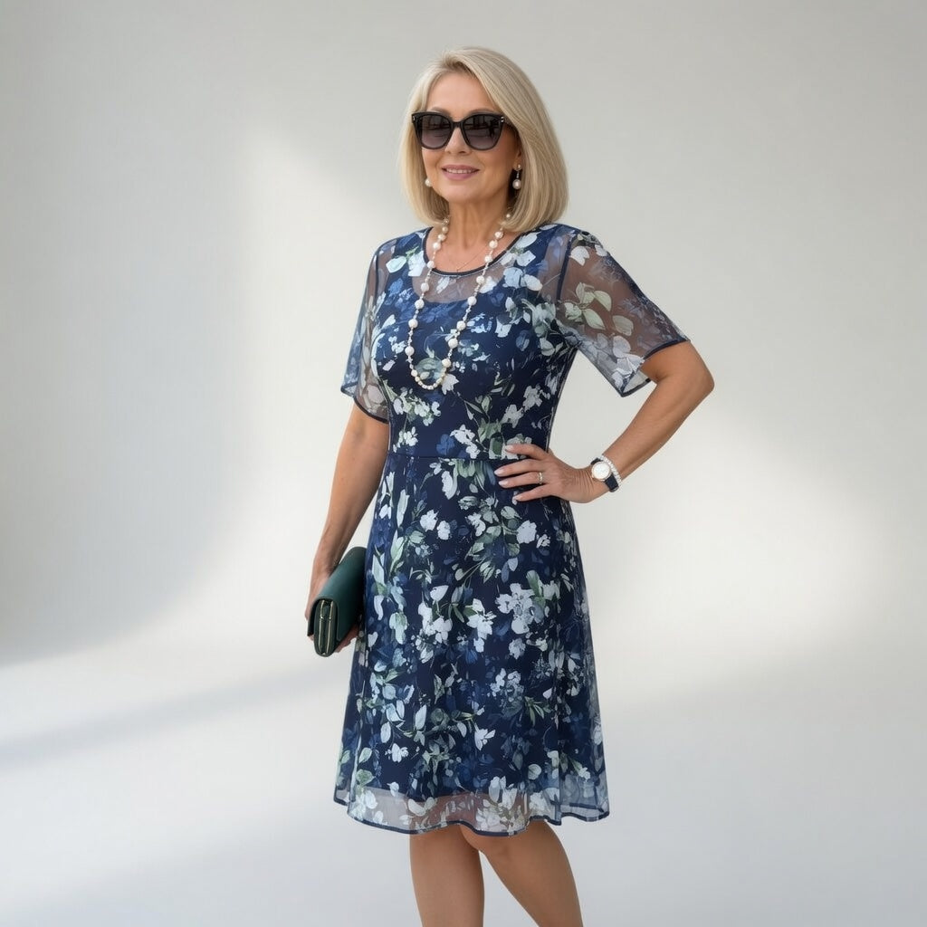 Midi Floral Chiffon Dress — Natural and Refined Elegance