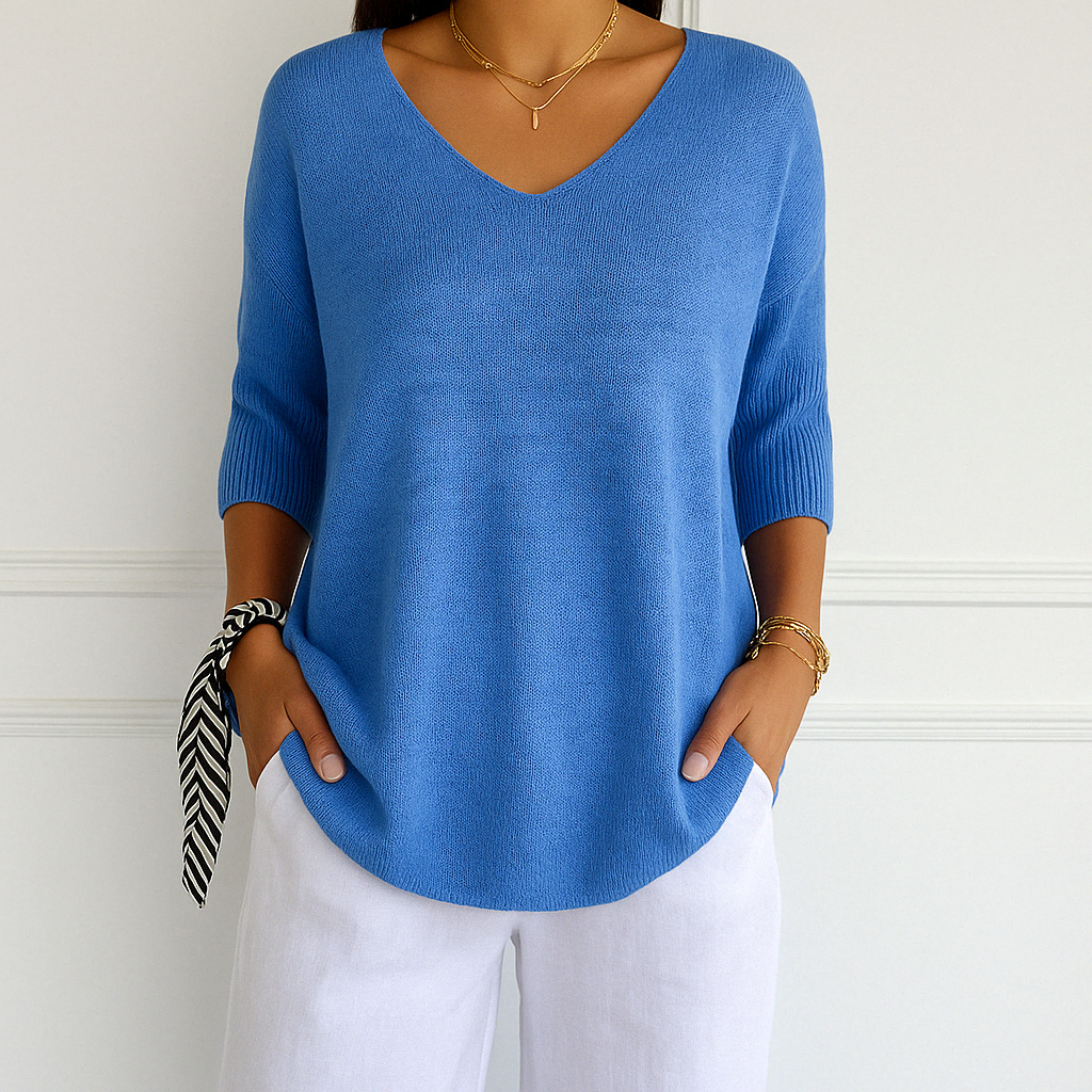 Clara | Women V Neck Short Sleeve Sweater