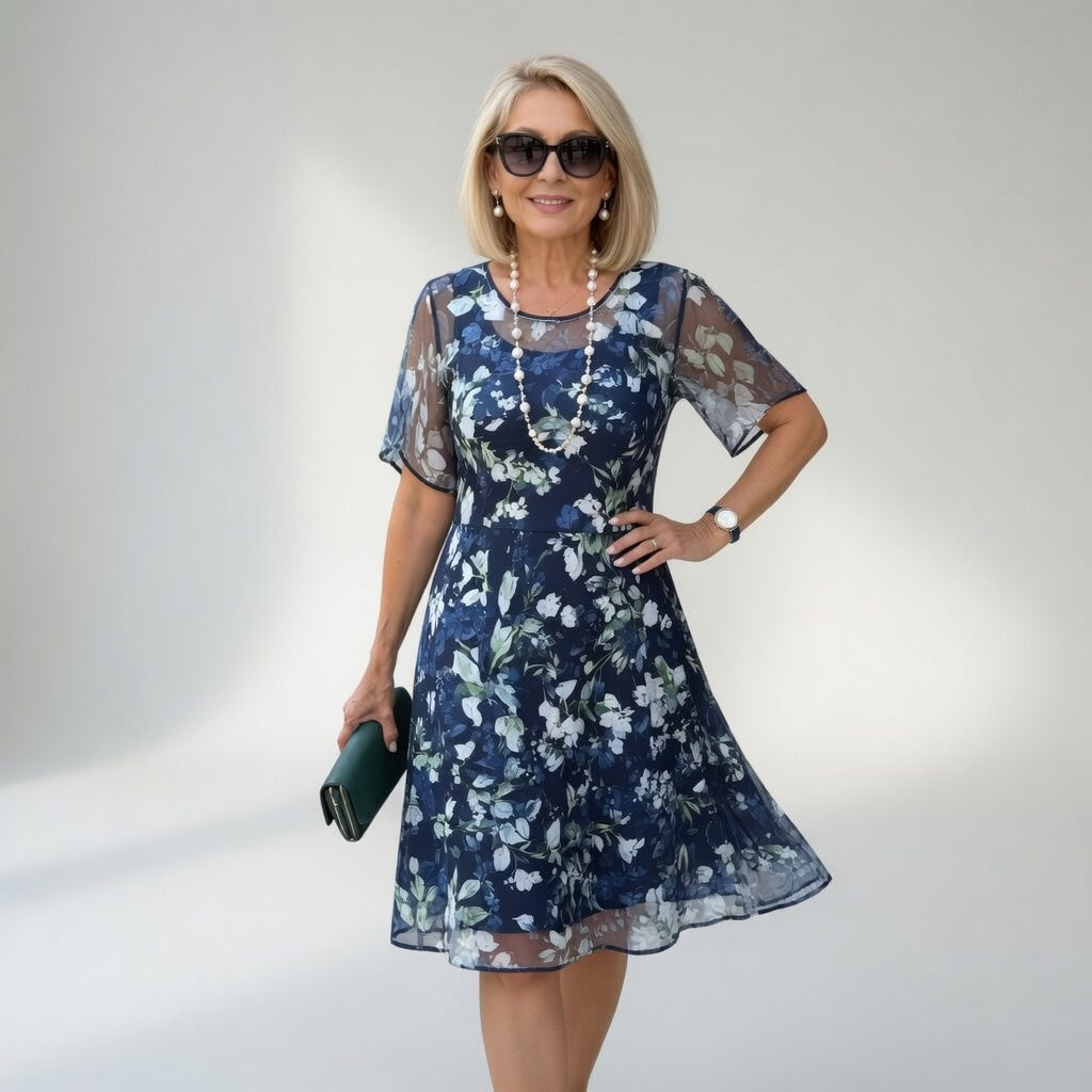Midi Floral Chiffon Dress — Natural and Refined Elegance