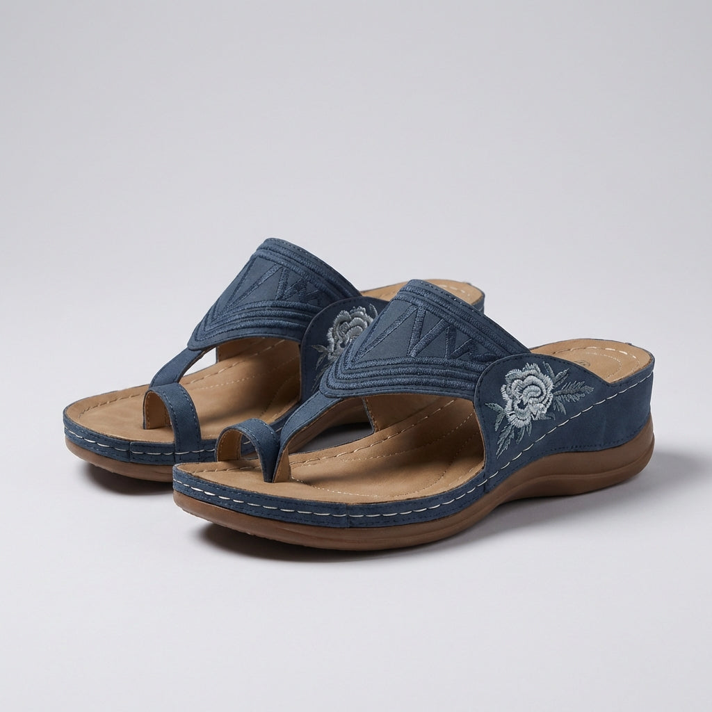 Michelle | Women's Orthopedic Floral Embroidered Wedge Sandals
