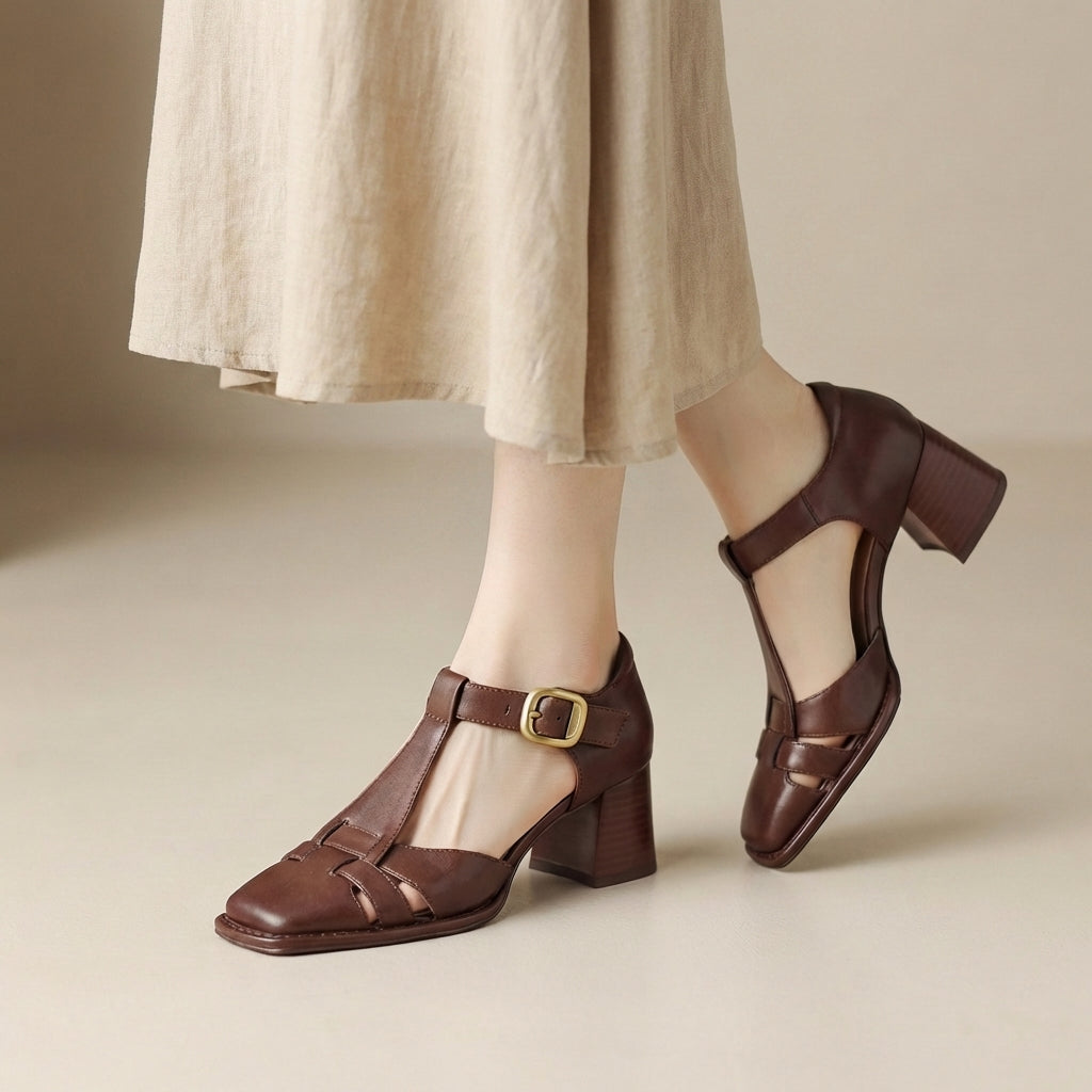 Ashley | Women’s Orthopedic Chunky Heel T-Strap Sandals