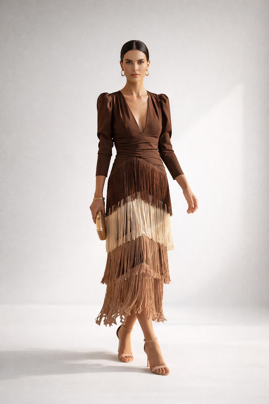 Elegant Fringed Midi Dress — Refined and Dynamic Silhouette