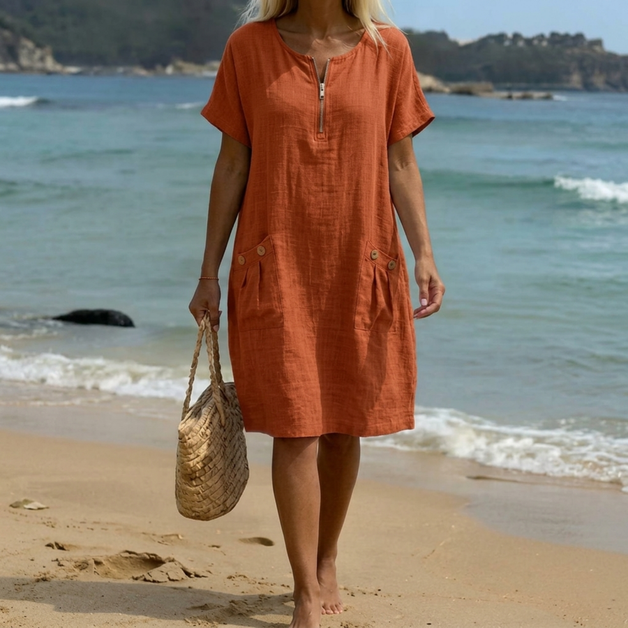 Pascale™ | Zip-Front Maxi Dress.
