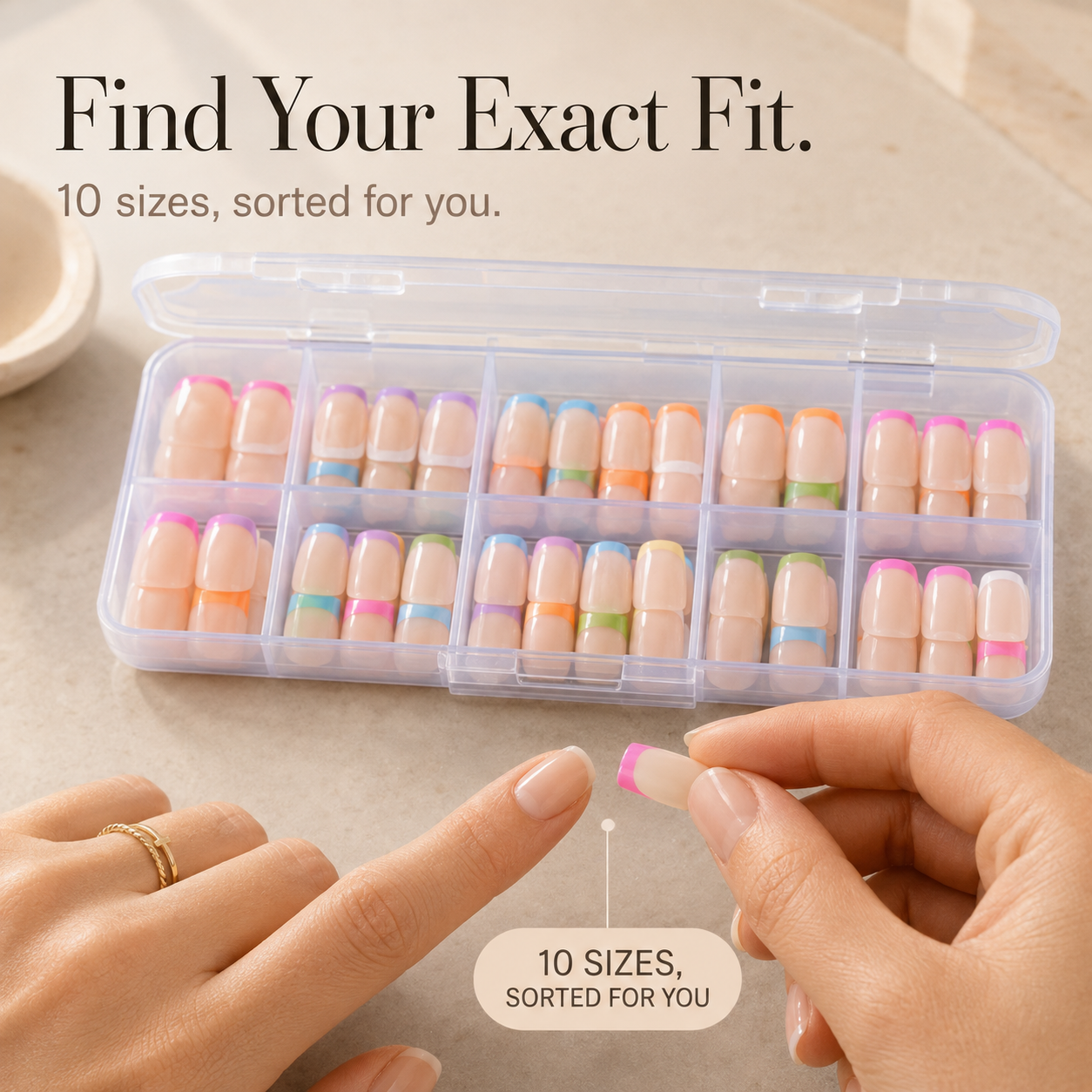 Frenchpop – Short Square Color French Tip Press-On Nails