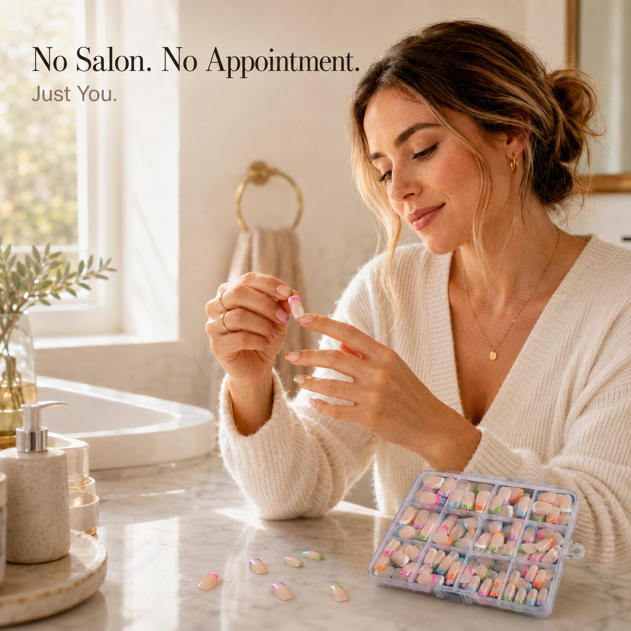 Frenchpop – Short Square Color French Tip Press-On Nails