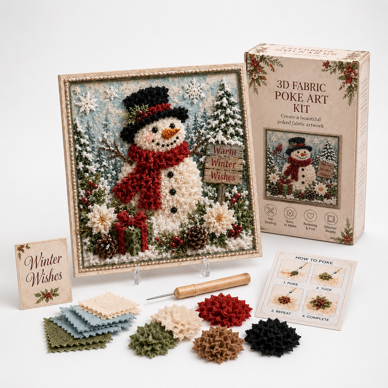 Foldery – Pre-Punched 3D Christmas Fabric Art Kit