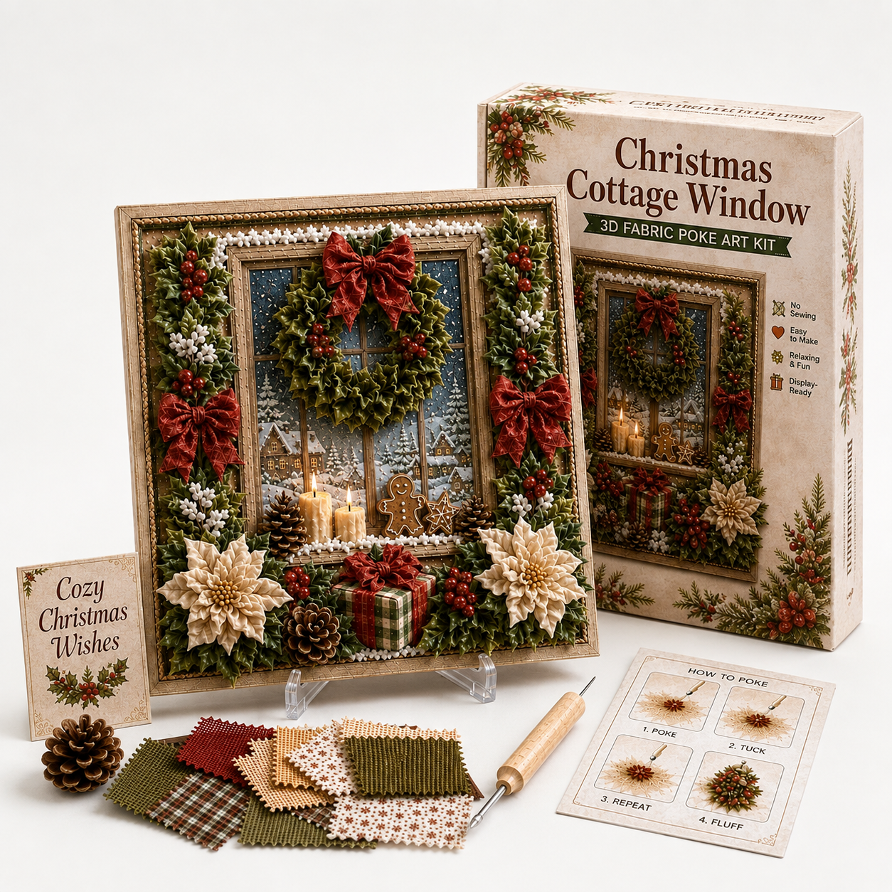 Foldery – Pre-Punched 3D Christmas Fabric Art Kit