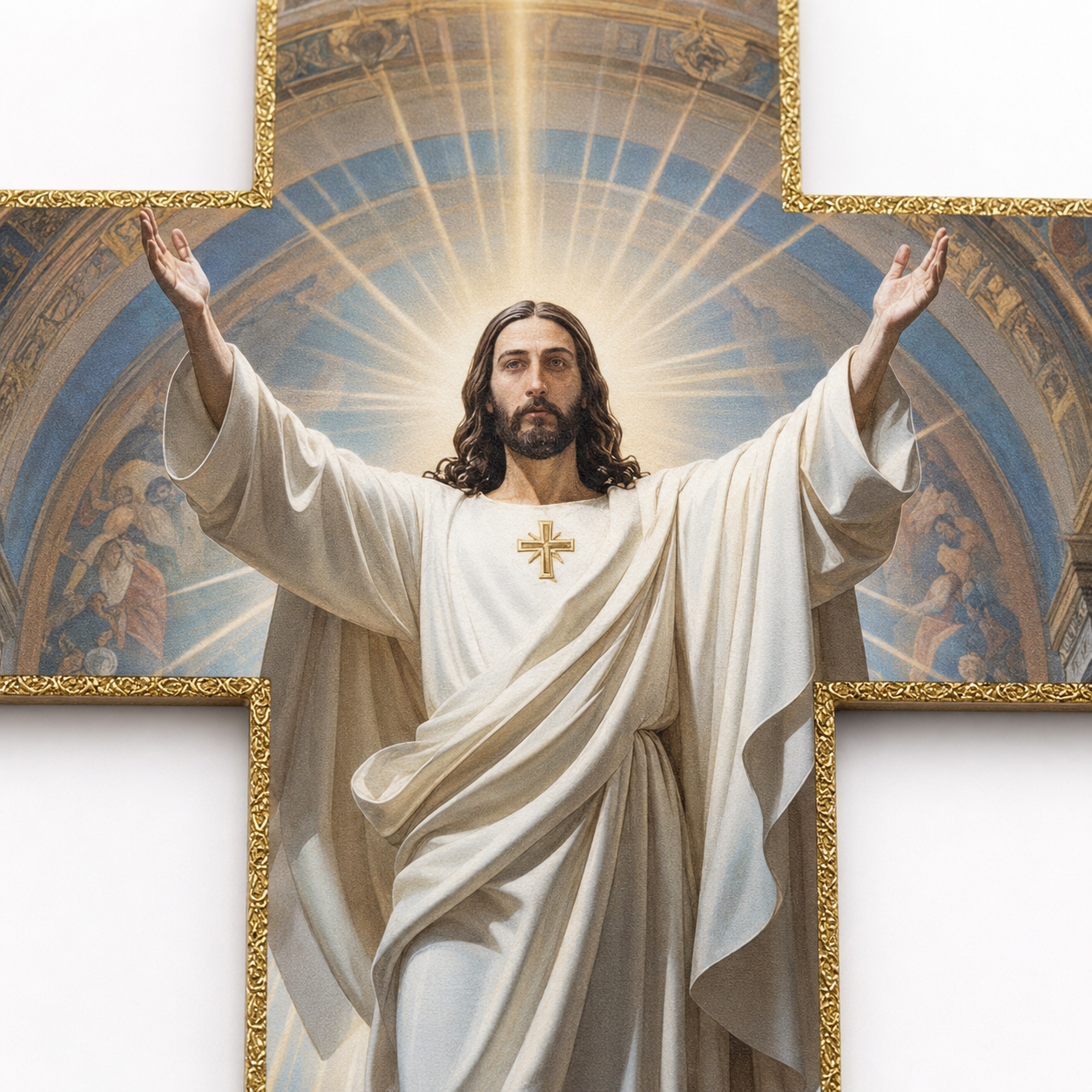 Graceholm – Risen Jesus Wall Cross, Gold Acrylic Christian Home Decor