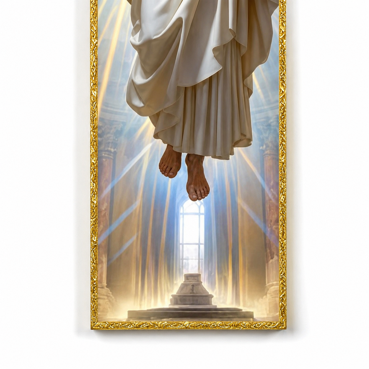 Graceholm – Risen Jesus Wall Cross, Gold Acrylic Christian Home Decor