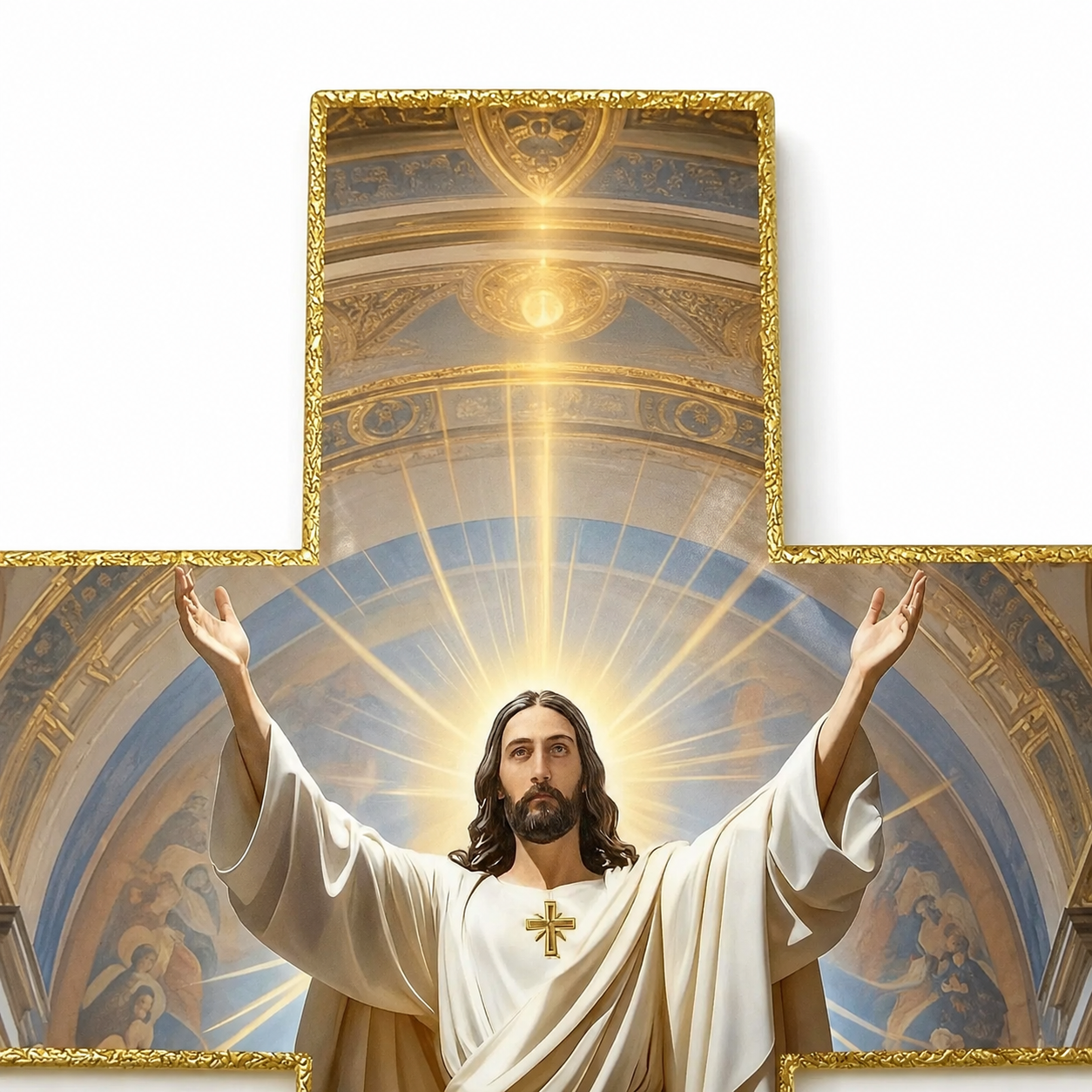 Graceholm – Risen Jesus Wall Cross, Gold Acrylic Christian Home Decor
