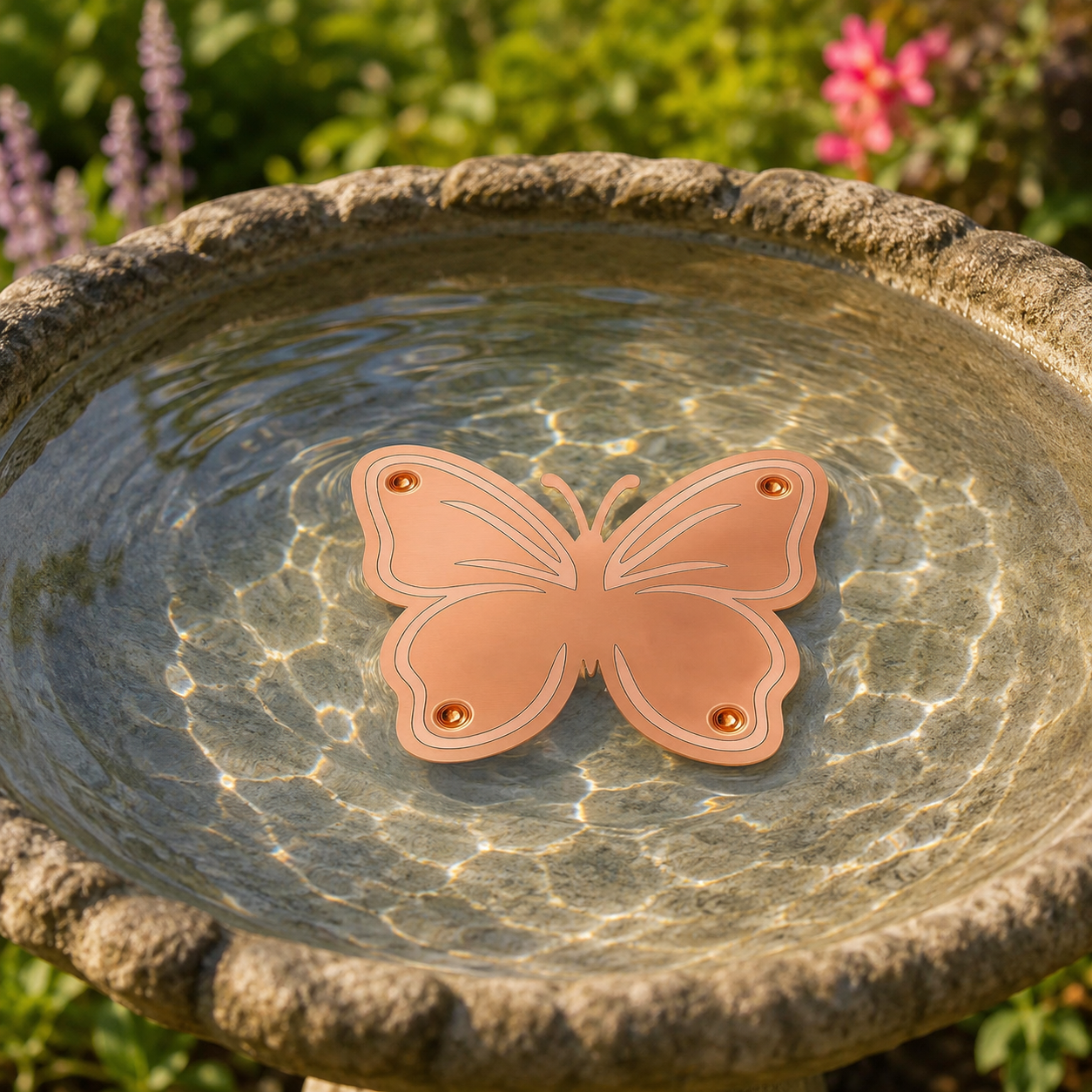 Bloomara – Pure Copper Bird Bath Purifier Disc, Algae Control Flower