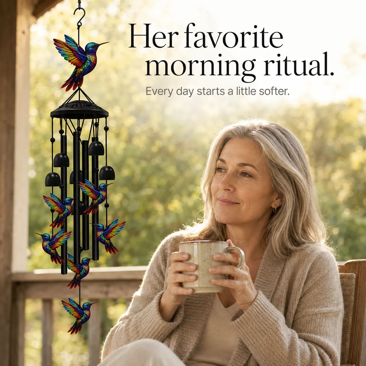 Birdsong – Rainbow Hummingbird Wind Chime for Garden, Patio & Porch