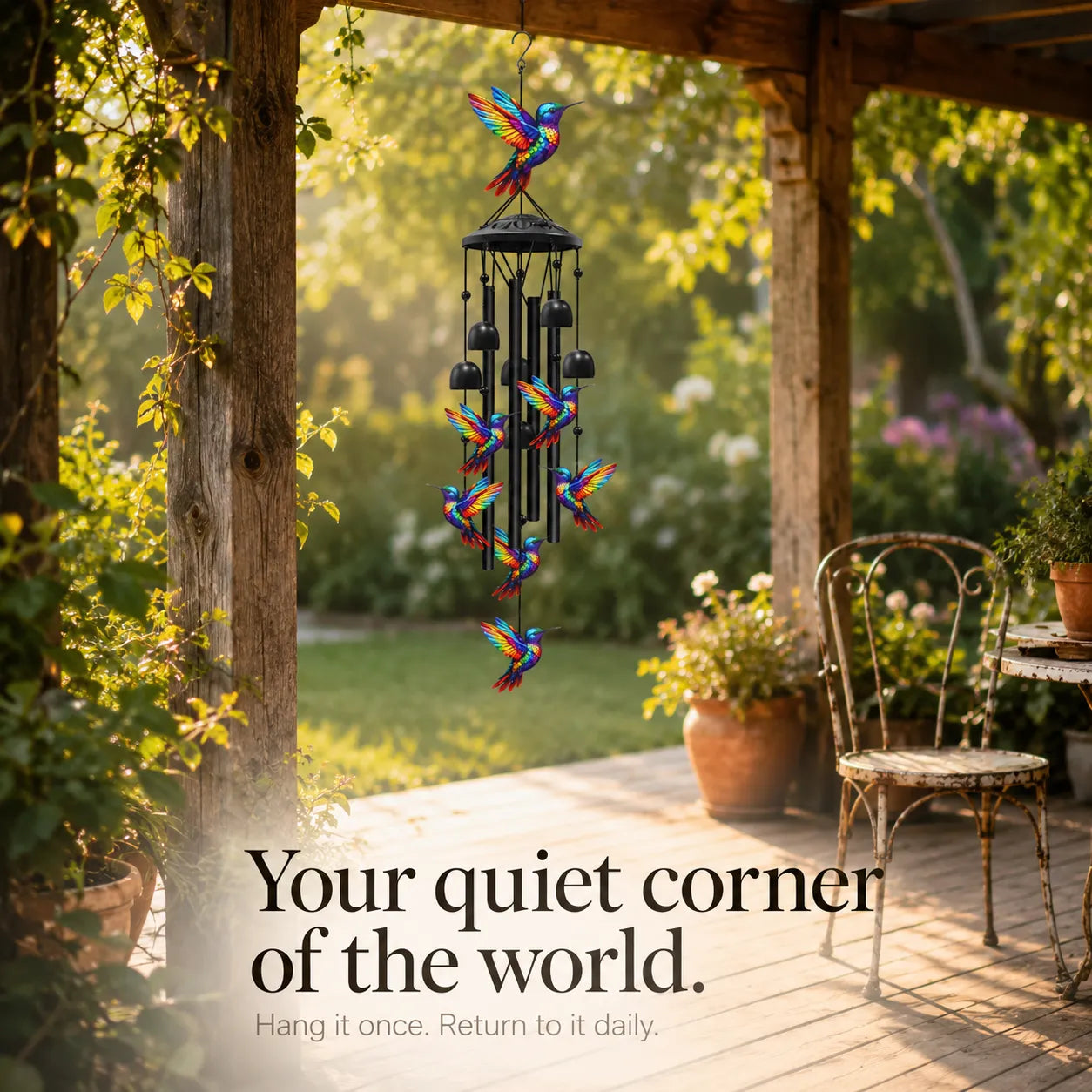 Birdsong – Rainbow Hummingbird Wind Chime for Garden, Patio & Porch