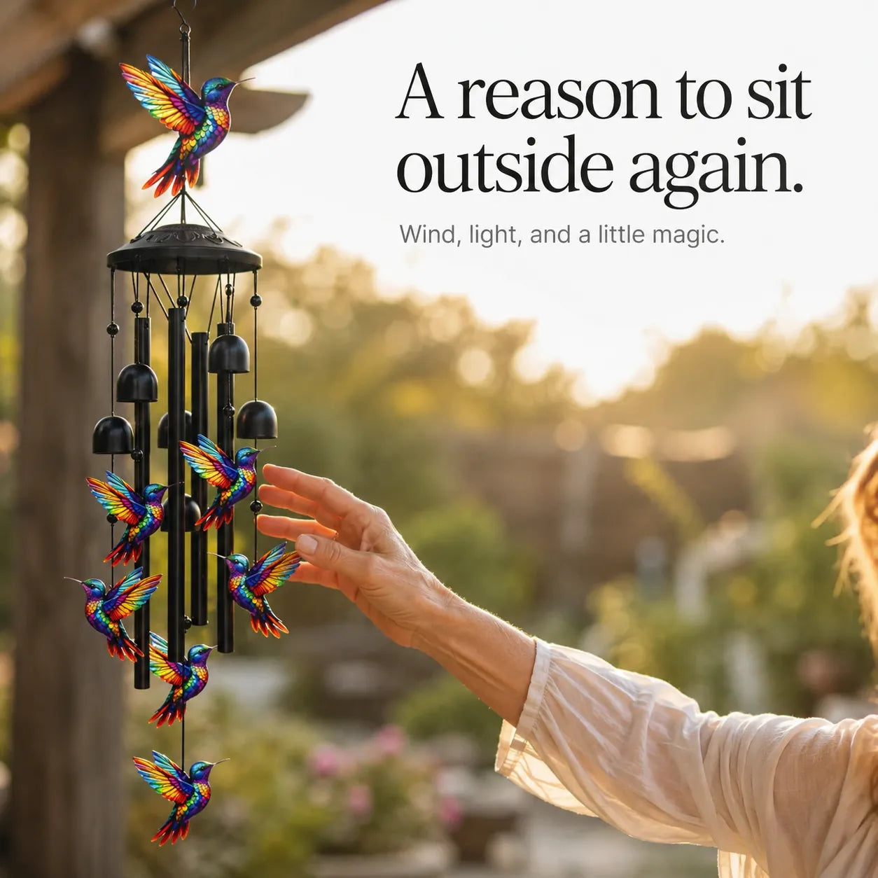 Birdsong – Rainbow Hummingbird Wind Chime for Garden, Patio & Porch