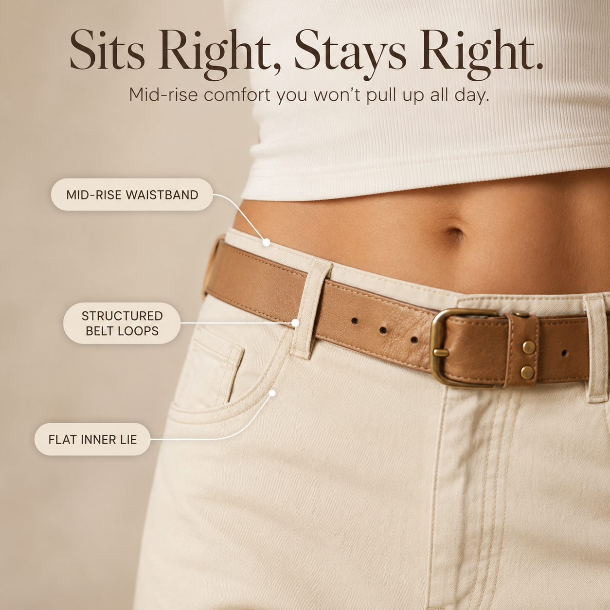 Cropelle – Stitch Detail Cropped Straight Pants