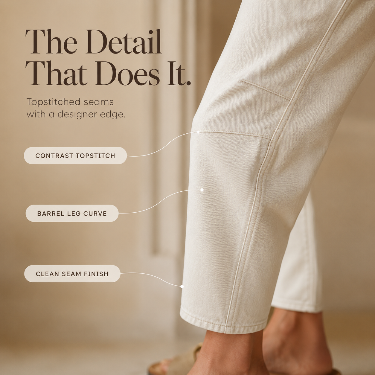 Cropelle – Stitch Detail Cropped Straight Pants