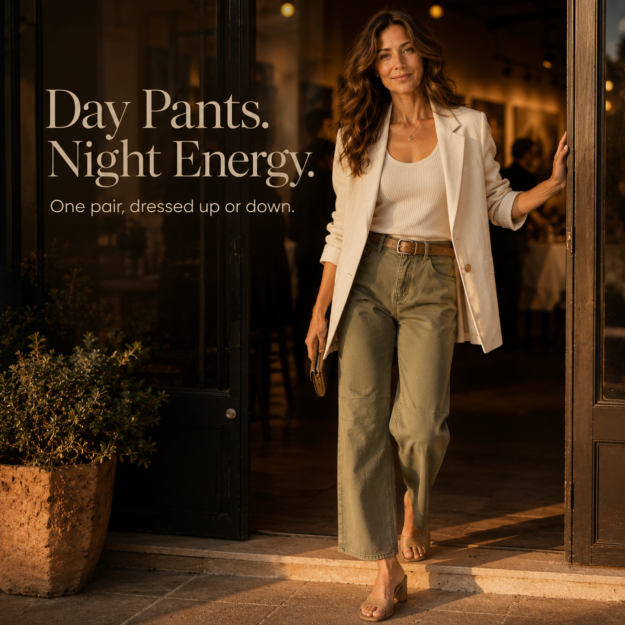 Cropelle – Stitch Detail Cropped Straight Pants