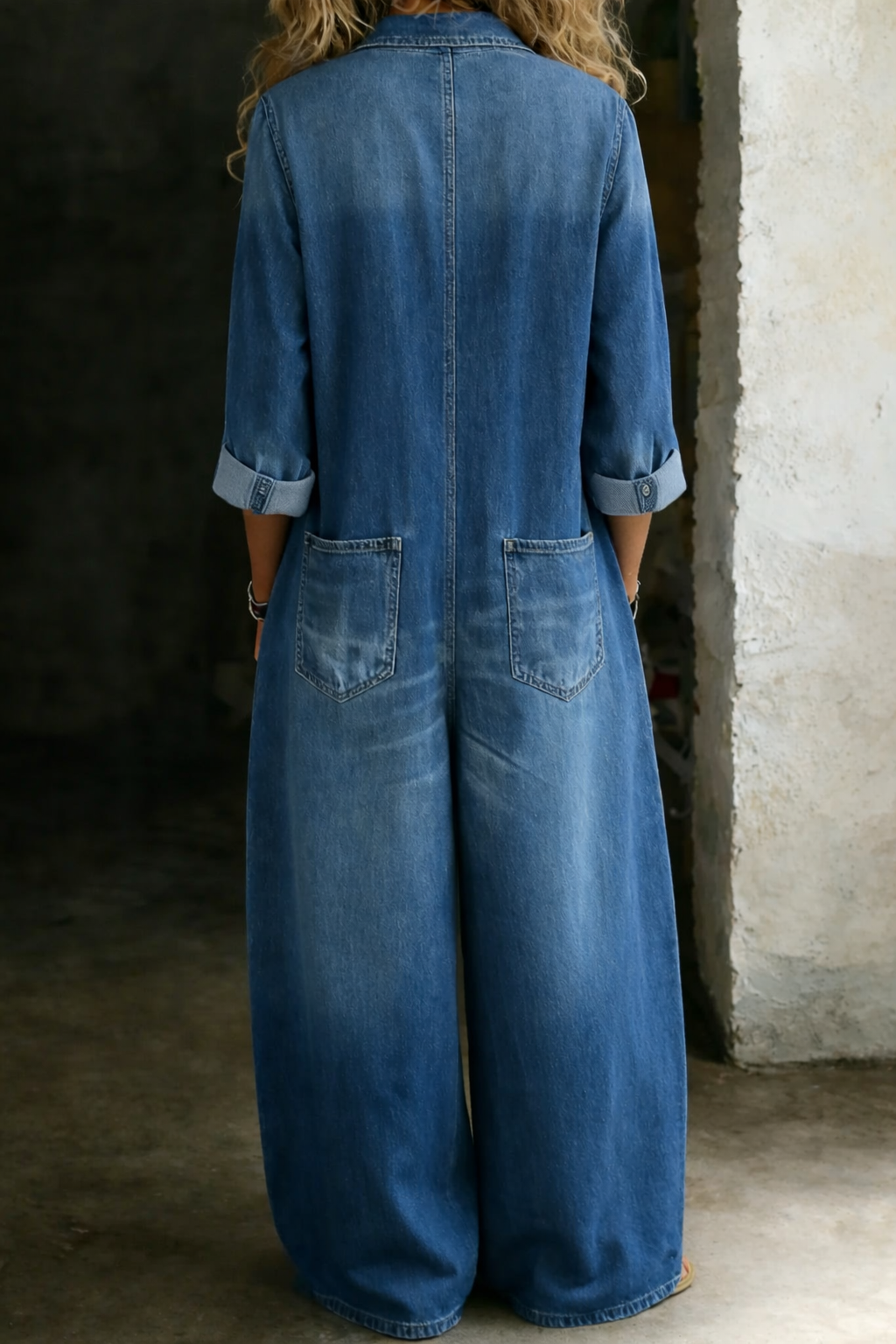 Monroe - Relaxed Wide-Leg Utility Denim Jumpsuit