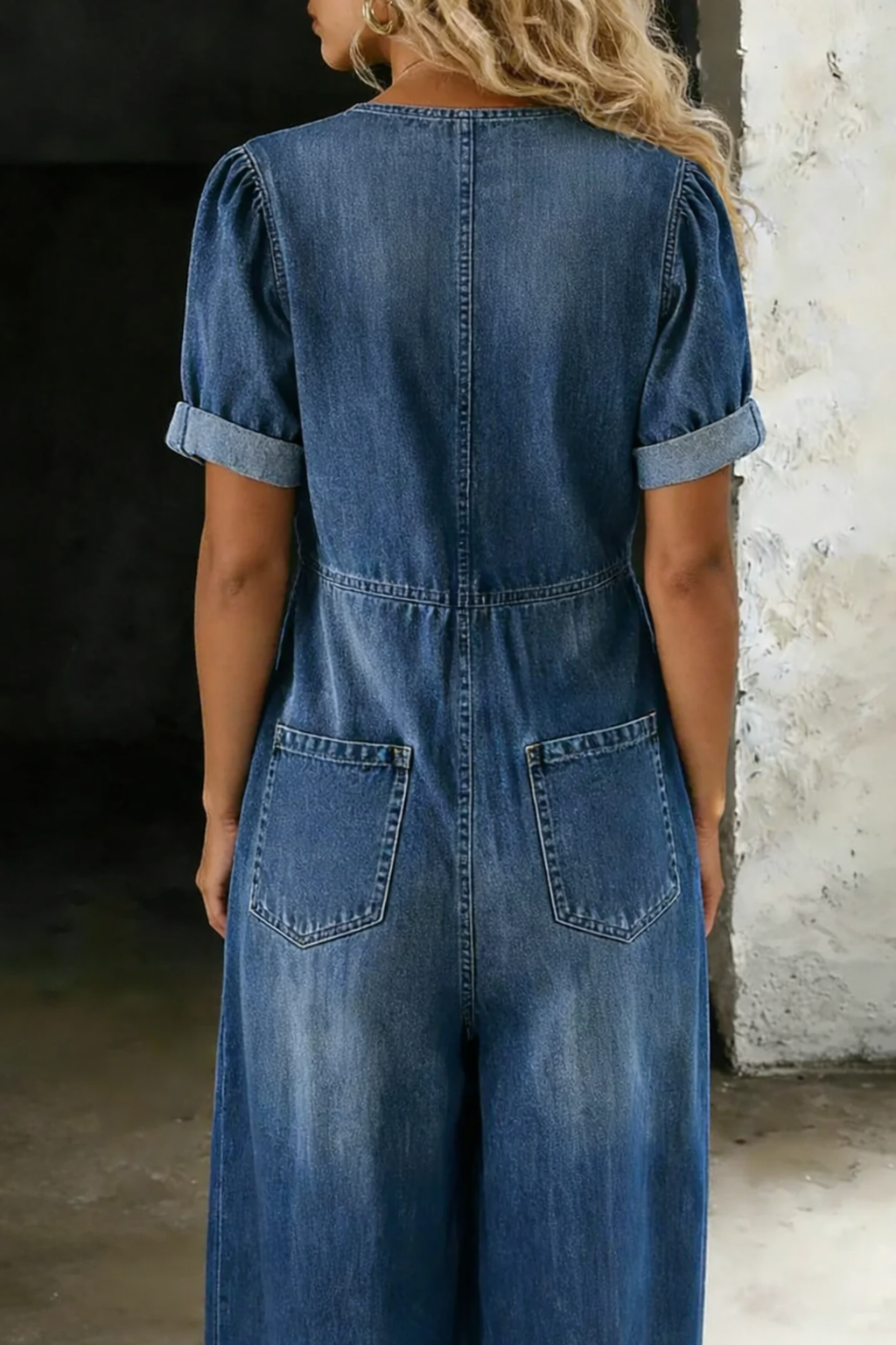 Maya - Relaxed Tie-Front Denim Jumpsuit