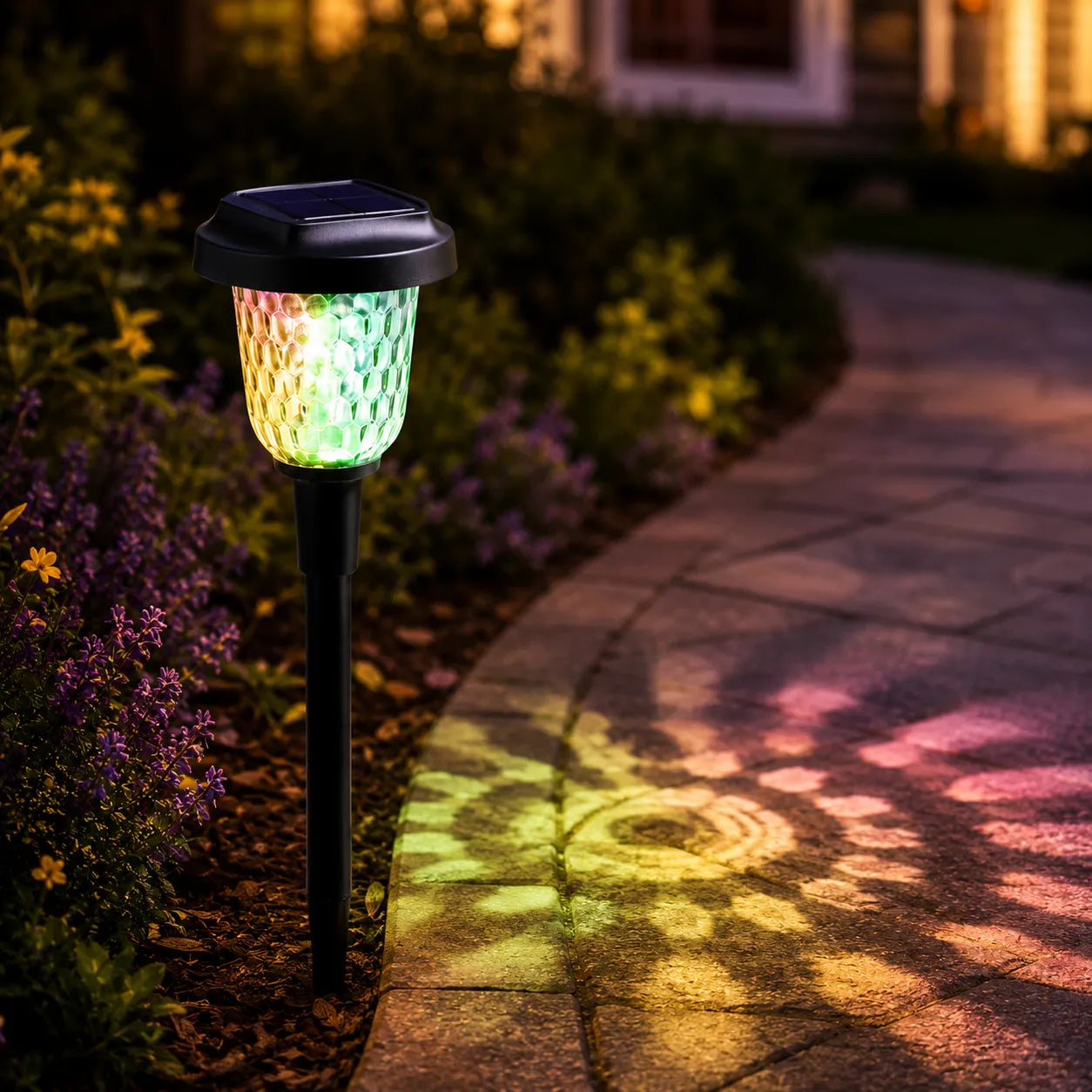 Lumora – Solar Pathway Lights with Color Firework Projection, Waterproof Outdoor Garden Stake Lights