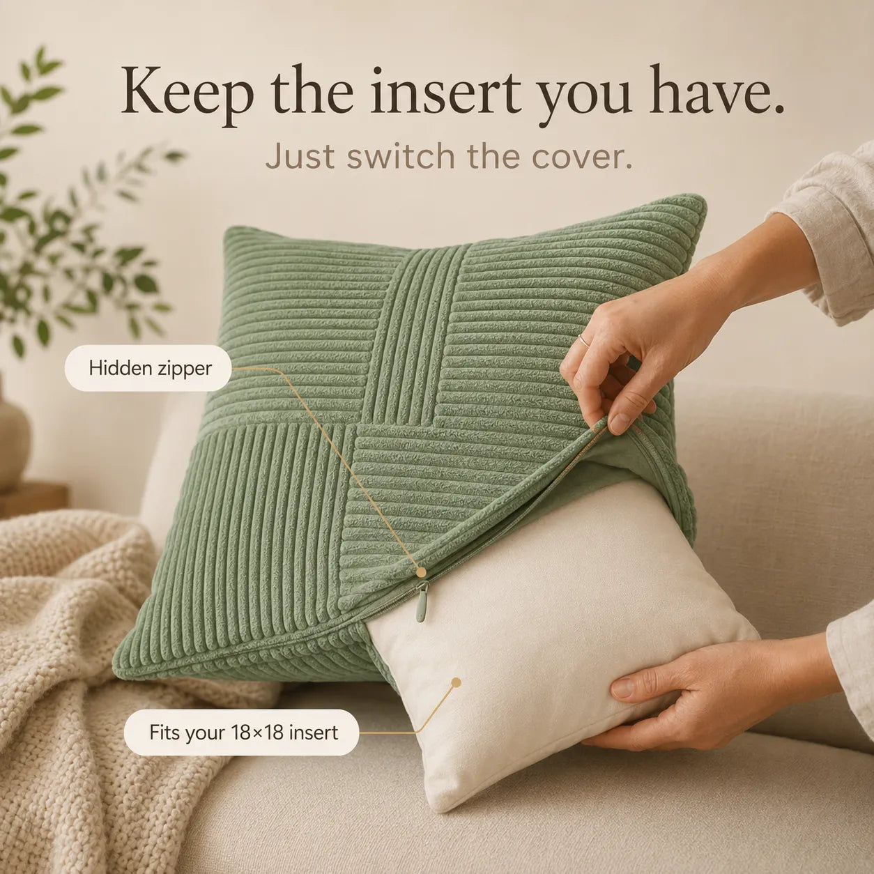 Corvella – Corduroy Cushion Cover That Matches The Photo